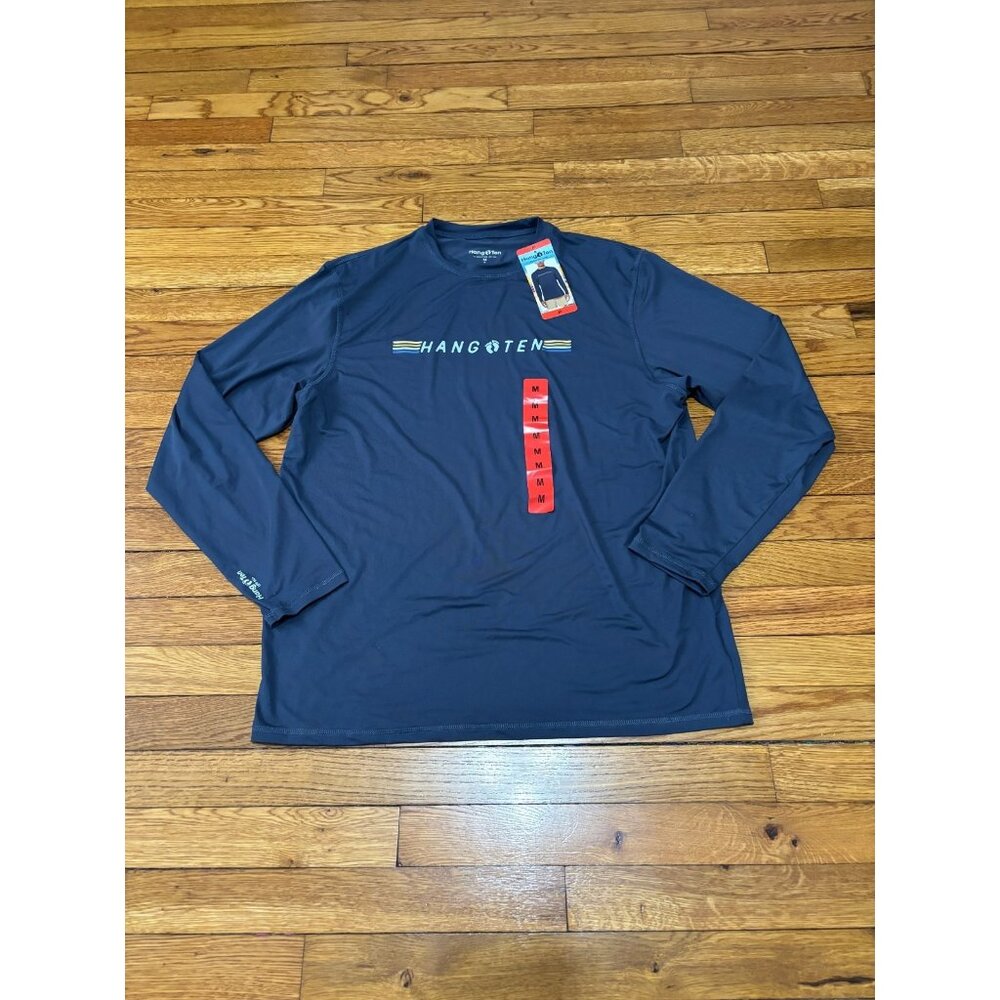 Hang Ten Men's Crewneck Long Sleeve UPF 50+ T-Shirt, Blue, Size Medium NWT